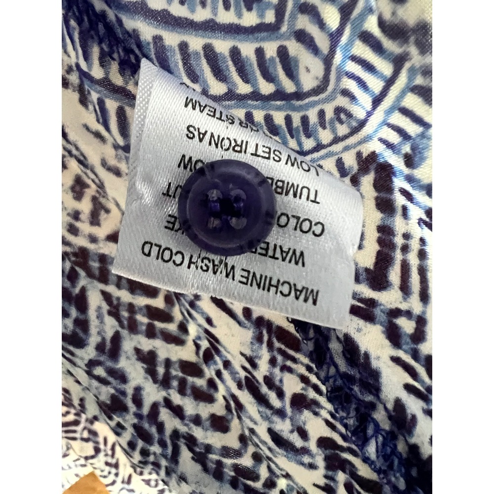 Grand & Greene Womens Blue Geometric Ikat Print V-Neck Rayon Tunic Top Large - Picture 8 of 9